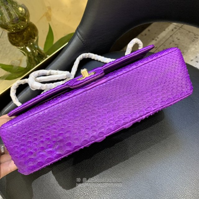 Chanel女包 01112# 香奈兒cf最新版 蟒蛇頂級南非蟒蛇皮定制款 內裏全鹿皮 中號 Chanel鏈條挎包  djc3015
